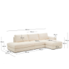 Picture of Divan modular Alea 5-vendësh me chaise longue në anën e djathtë dhe mbulesë të heqshme, i veshur me chenille ecru, 340 cm