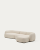 Picture of Divan modular Martina 4-vendësh me chaise longue në anën e djathtë, i veshur me chenille ecru, 377 cm