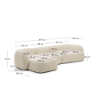 Picture of Divan modular Martina 4-vendësh me chaise longue në anën e majtë, i veshur me chenille ecru, 377 cm