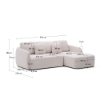 Picture of Divan-krevat Laira 3-vendësh me chaise longue në anën e djathtë, i veshur me chenille ecru, 246 cm, FSC Mix Credit