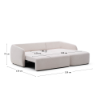 Picture of Divan-krevat Laira 3-vendësh me chaise longue në anën e djathtë, i veshur me chenille ecru, 246 cm, FSC Mix Credit