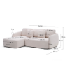 Picture of Divan-krevat Laira 3-vendësh me chaise longue në anën e majtë, i veshur me chenille ecru, 246 cm, FSC Mix Credit